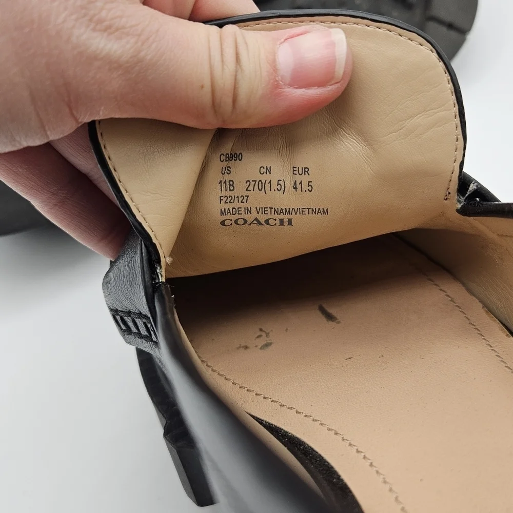 Coach chunky black leather Leah Loafer size 11 - Picture 12 of 12